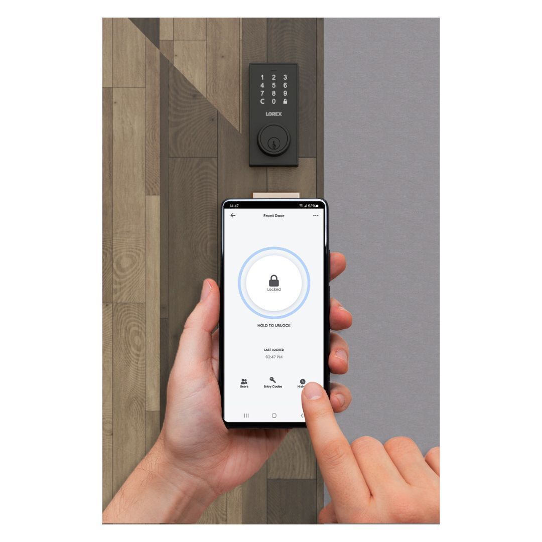 Lorex Bluetooth Deadbolt Smart Lock with Touchpad, 2-Layer Encryption, and Lorex App Support (Black)