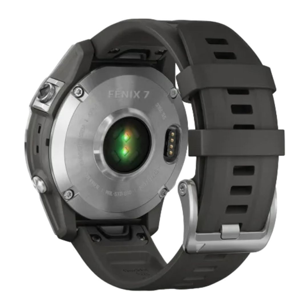 Garmin fenix 7 Standard Edition Multisport GPS Watch (Silver with Graphite Band)