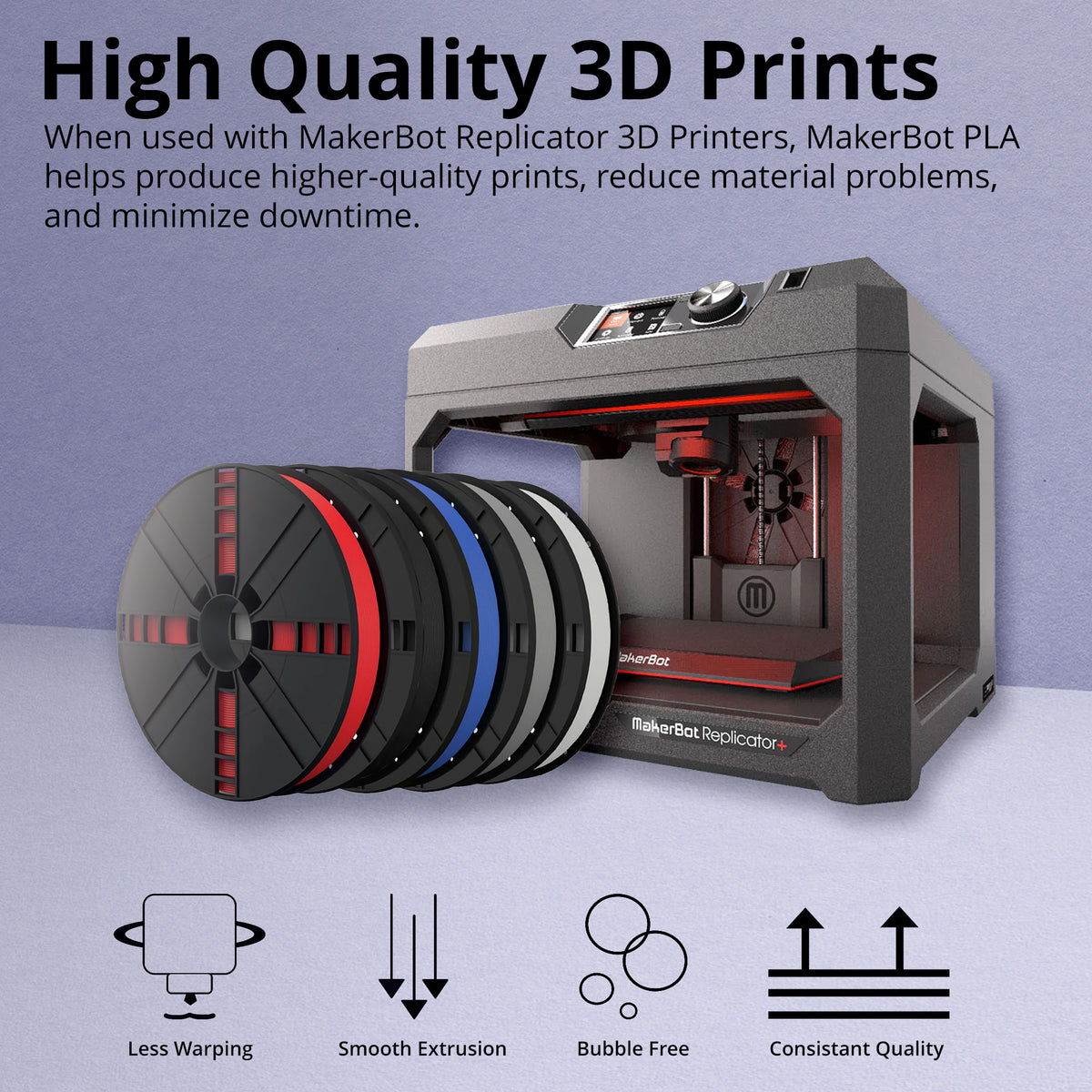 MakerBot MP06572 Large PLA Filament Spool for Replicator Plus 3D Printers (Assorted Colors, 10-Pack)