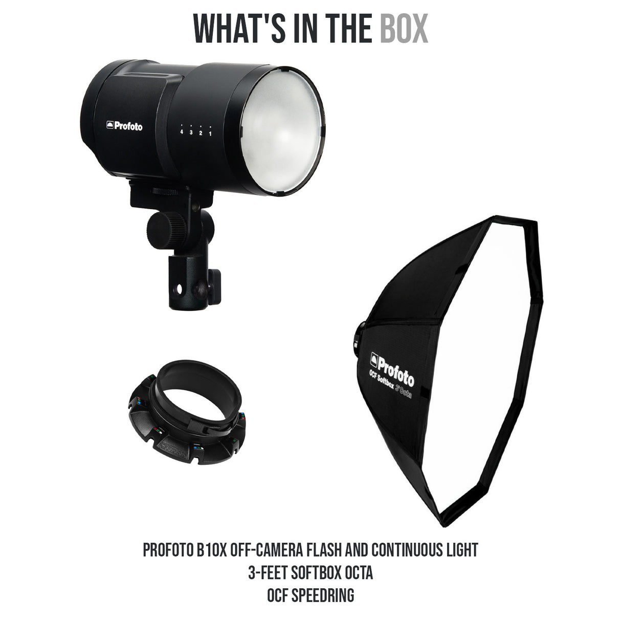 Profoto B10X Off-Camera Flash and Continuous Light with 3-Feet Softbox Octa and Speedring Bundle