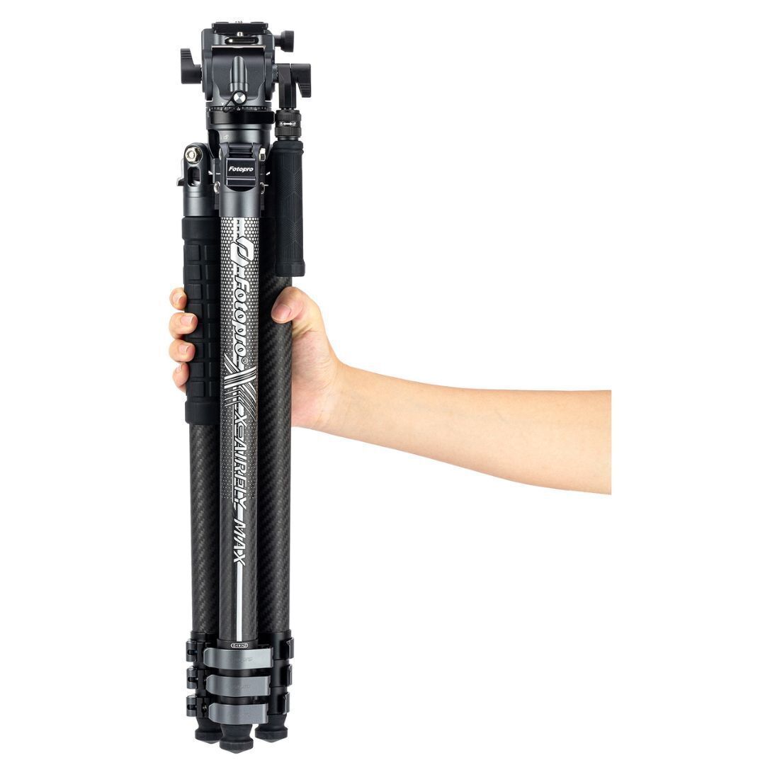 Fotopro X-Airfly Max Video Lightweight Design 2-In-1 Tripod with Flip Lock System (Gray)