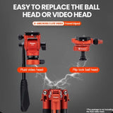 Fotopro X-Aircross 3 Lite Video Tripod with 3K Carbon Fiber Legs and Fast Locking System (Orange)