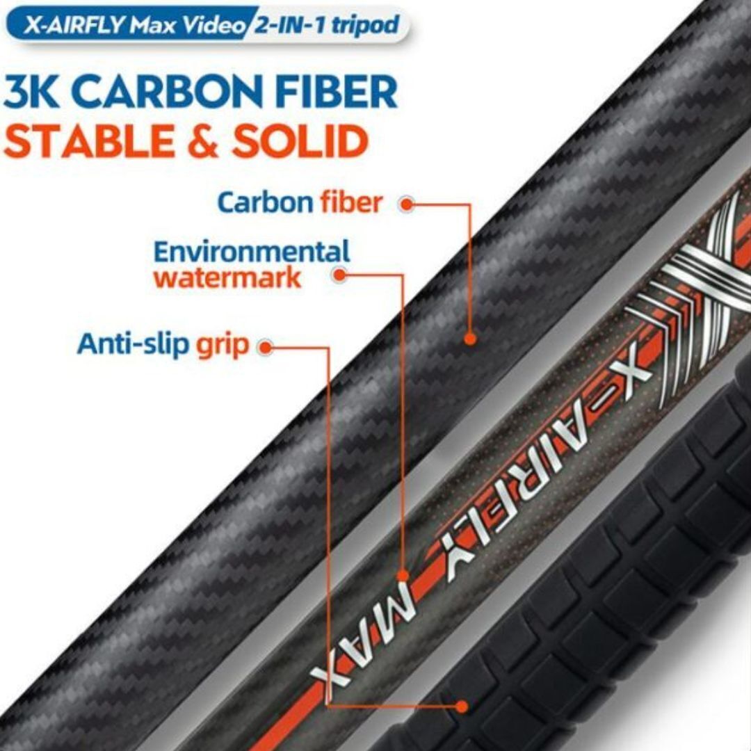 Fotopro X-Airfly Max Video Lightweight Design 2-In-1 Tripod with Flip Lock System (Orange)