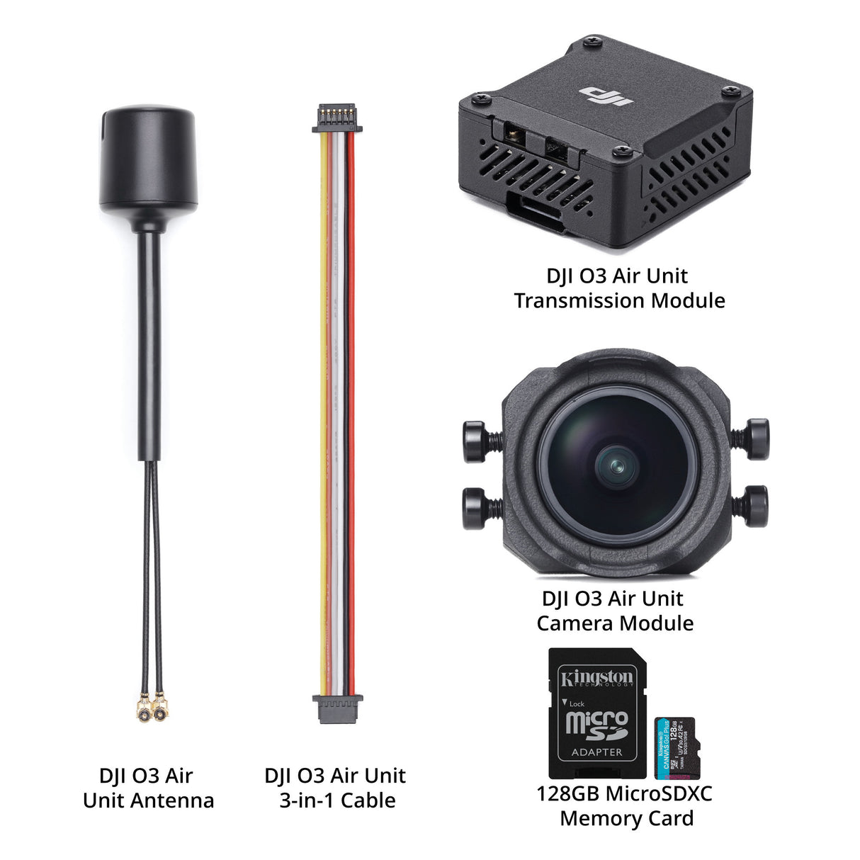 DJI O3 Air Unit Compact Video Transmission Technology with 128GB MicroSDXC Memory Card Bundle