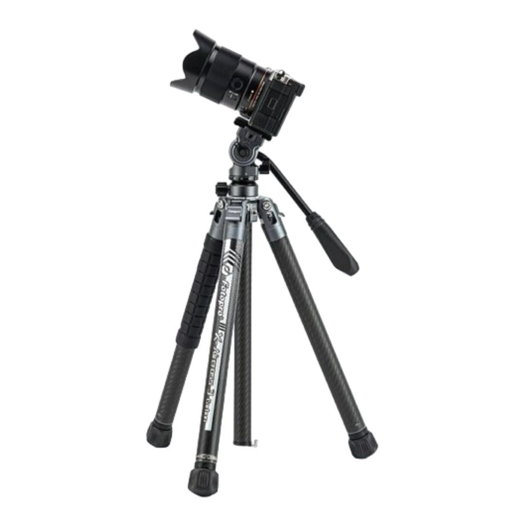 Fotopro X-Aircross 3 Lite Video Tripod with 3K Carbon Fiber Legs and Fast Locking System (Gray)