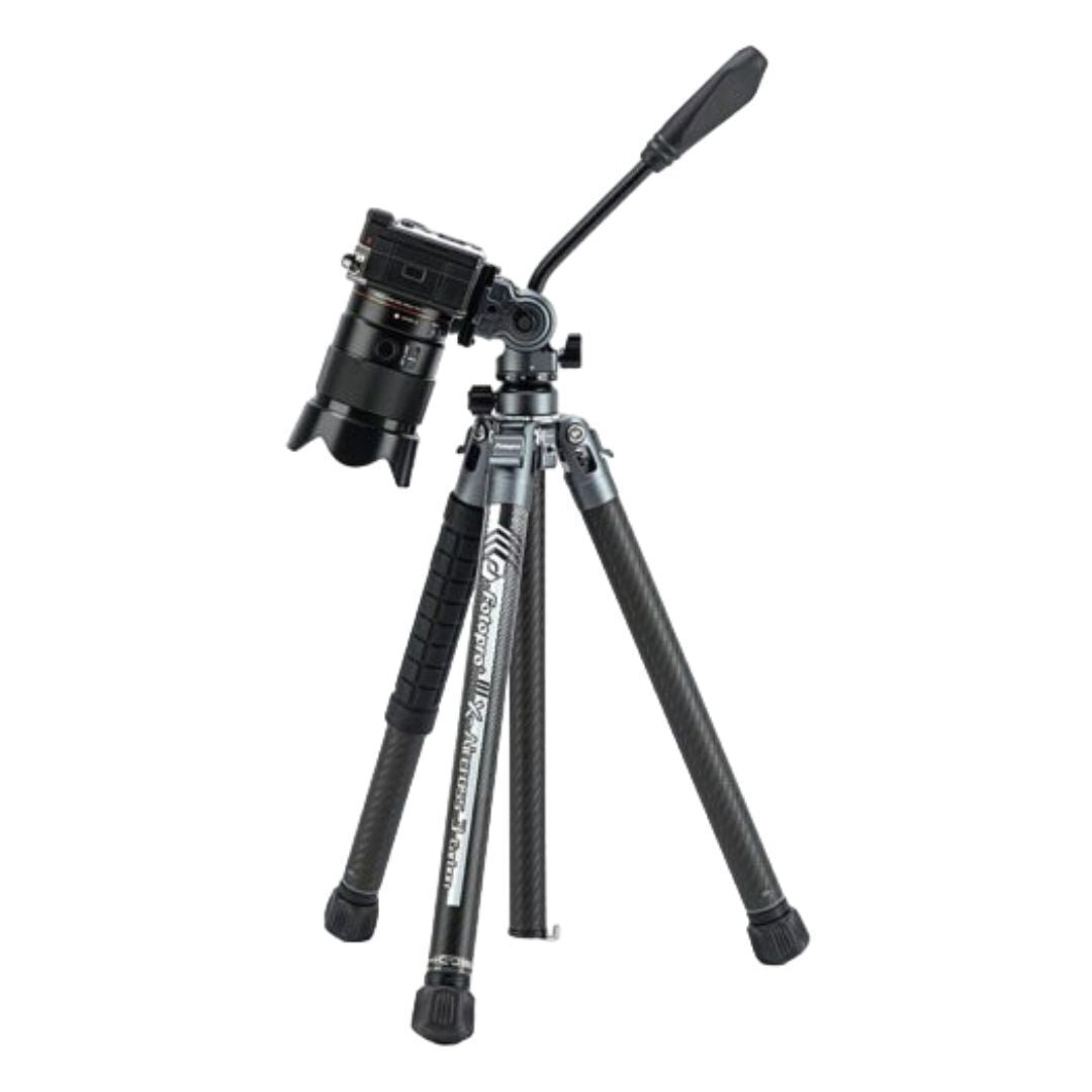 Fotopro X-Aircross 3 Lite Video Tripod with 3K Carbon Fiber Legs and Fast Locking System (Gray)