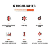 Fotopro X-Aircross 3 Lite Video Tripod with 3K Carbon Fiber Legs and Fast Locking System (Gray)