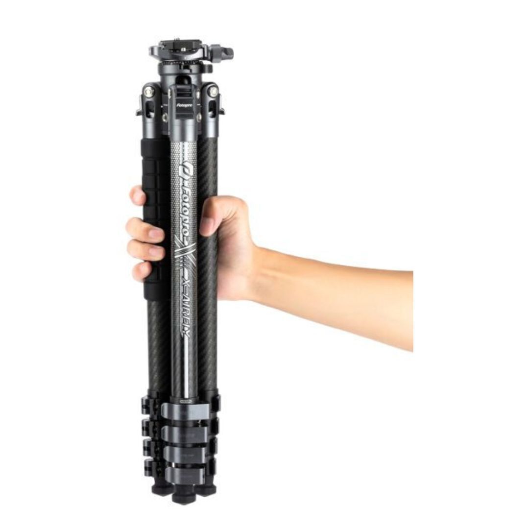 Fotopro X-Airfly Tripod with Lightweight 3K Carbon Fiber Legs and Flip Lock System (Gray)