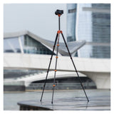 Fotopro X-Airfly Tripod with Lightweight 3K Carbon Fiber Legs and Flip Lock System (Orange)