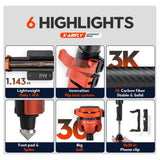 Fotopro X Airfly Orange Tripod with Lightweight 3K Carbon Fiber Legs (Open Box)