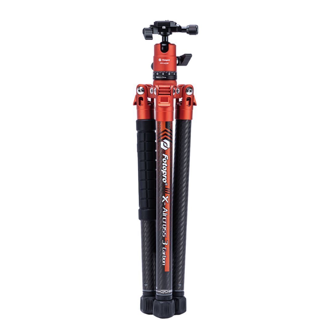 Fotopro X-Aircross 3 Tripod with Lightweight 3K Carbon Fiber Legs and Fast Locking System (Orange)
