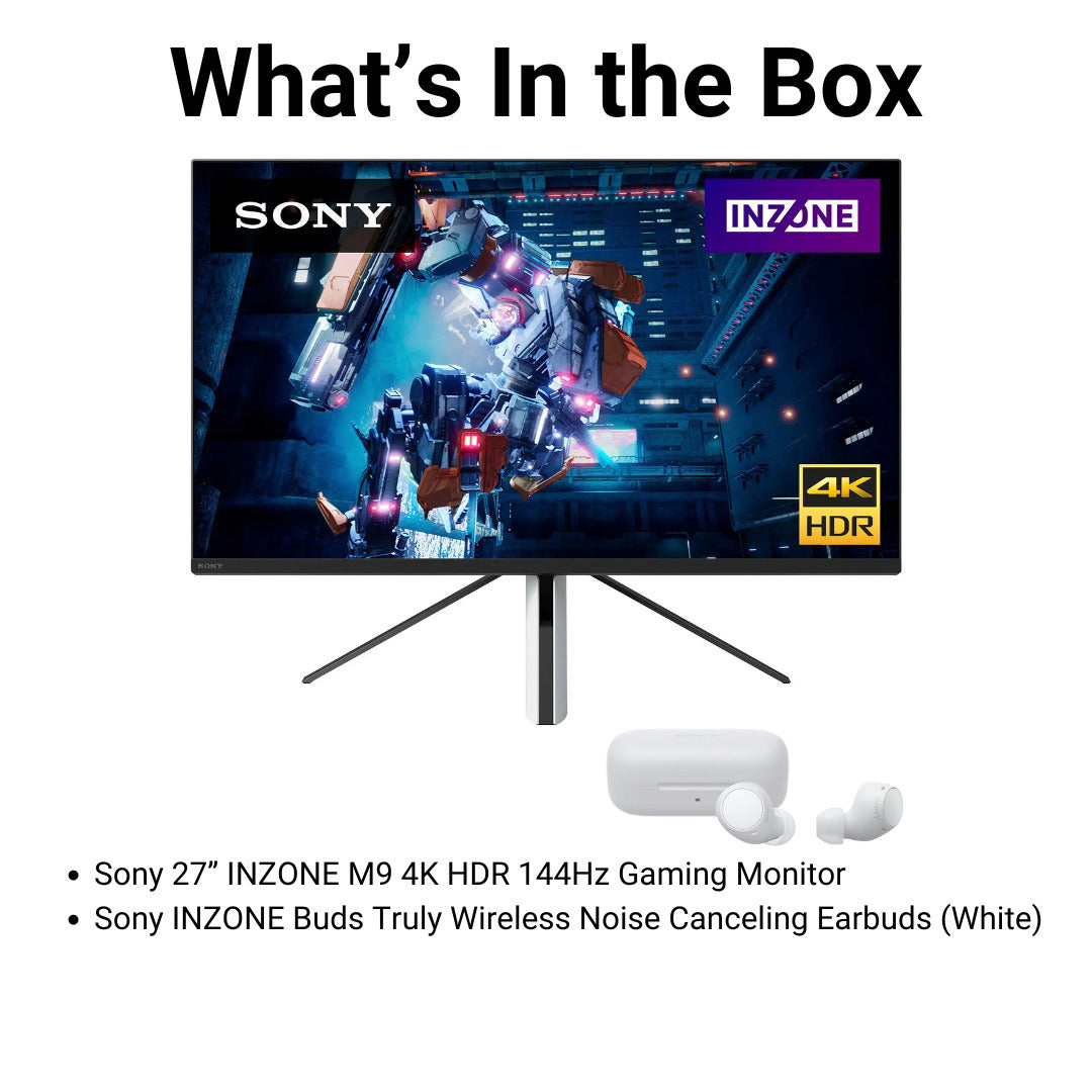 Sony SDM-U27M90 27-Inch INZONE M9 4K HDR 144Hz Gaming Monitor with Gaming Sony INZONE Earbuds Bundle
