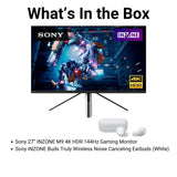 Sony SDM-U27M90 27-Inch INZONE M9 4K HDR 144Hz Gaming Monitor with Gaming Sony INZONE Earbuds Bundle