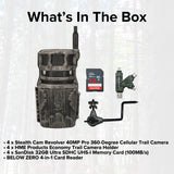 Stealth Cam Revolver 40MP Pro 360-Degree Cellular Trail Camera with 0.25-Inch Mount (4-Pack) Bundle