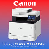Canon Color imageCLASS MF741Cdw Laser Printer (White and Black, Refurbished) with 4 x Toner Bundle