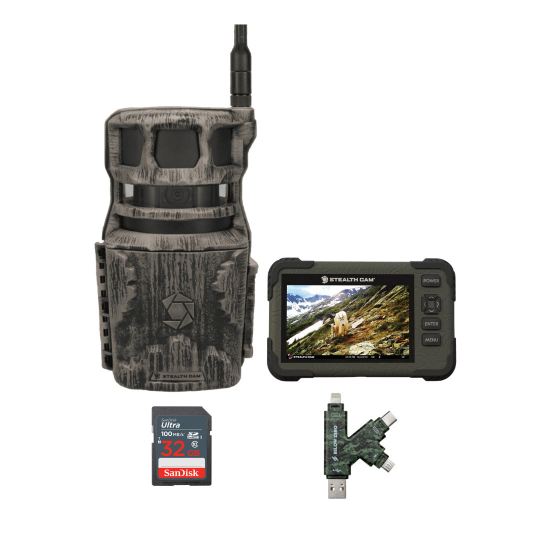 Stealth Cam Revolver 40MP Pro 360 Degree Cellular Trail Camera with SD Card Reader Bundle