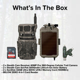 Stealth Cam Revolver 40MP Pro 360 Degree Cellular Trail Camera with Solar Battery (2-Pack) Bundle