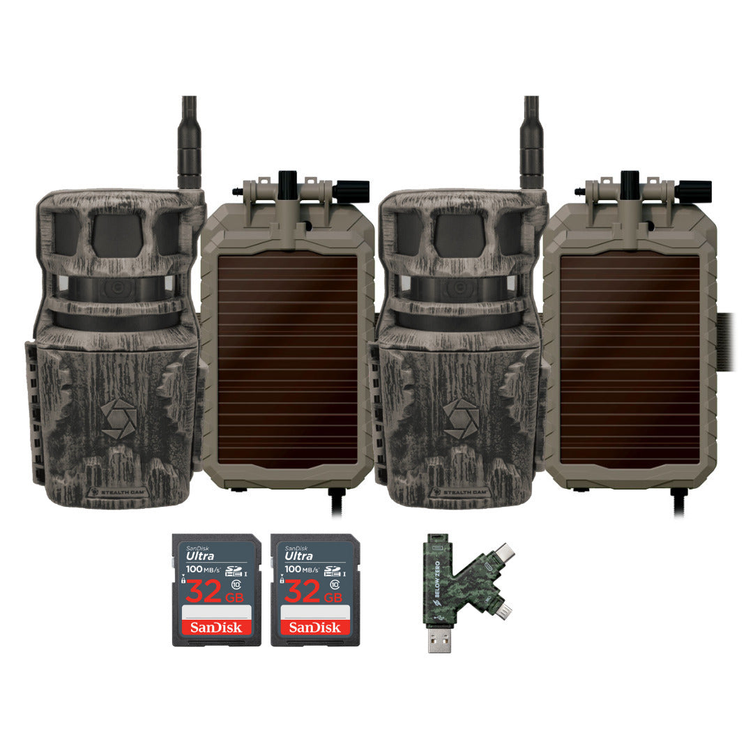 Stealth Cam Revolver 40MP Pro 360 Degree Cellular Trail Camera with Solar Battery (2-Pack) Bundle