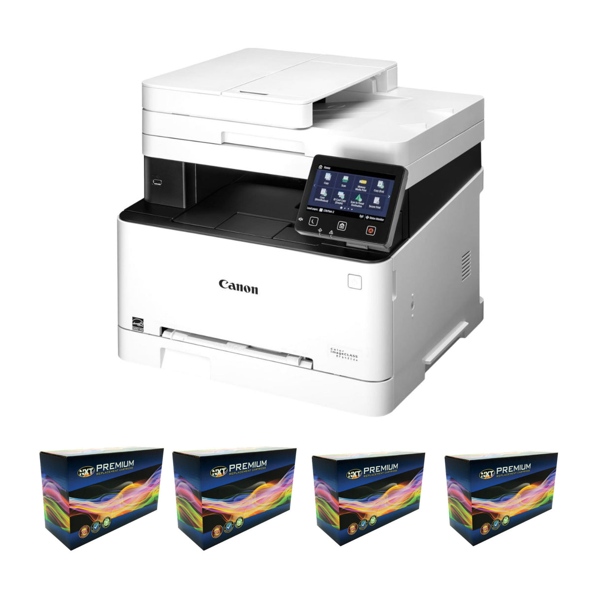 Canon Color imageCLASS MF642Cdw Laser Printer (White and Black, Refurbished) with 4 x Toner Bundle