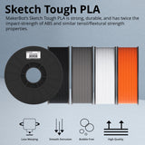 MakerBot 900-0056A Tough PLA Filament for Sketch 4 Pack (Orange, Stone White, Gray and Black)