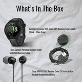 Garmin Forerunner 165 Music GPS Running Smartwatch (Black-Slate Gray) with Charger Stand Bundle