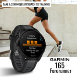 Garmin Forerunner 165 Music GPS Running Smartwatch (Black-Slate Gray) with Charger Stand Bundle