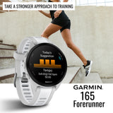 Garmin Forerunner 165 Music GPS Running Smartwatch (Mist Gray-Whitestone) with Charger Stand Bundle