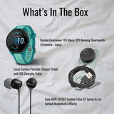 Garmin Forerunner 165 Music GPS Running Smartwatch (Turquoise-Aqua) with Charger Stand Bundle