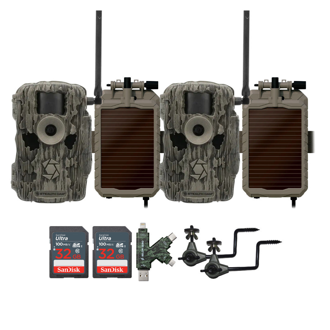 Stealth Cam 36MP Fusion Max Cellular Trail Camera with Lithium Solar Power Panel (2-Pack) Bundle