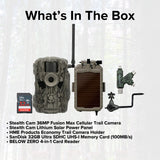 Stealth Cam 36MP Fusion Max Cellular Trail Camera with Solar Power Panel and Camera Holder Bundle