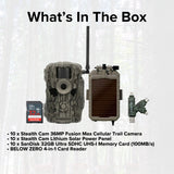 Stealth Cam 36MP Fusion Max Cellular Trail Camera (10-Pack) with Solar Power Panel (10-Pack) Bundle