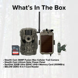 Stealth Cam 36MP Fusion Max Cellular Trail Camera with Solar Power Panel and 32GB Memory Card Bundle