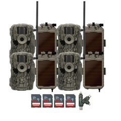 Stealth Cam 36MP Fusion Max Cellular Trail Camera (4-Pack) with 4x Lithium Solar Power Panel Bundle