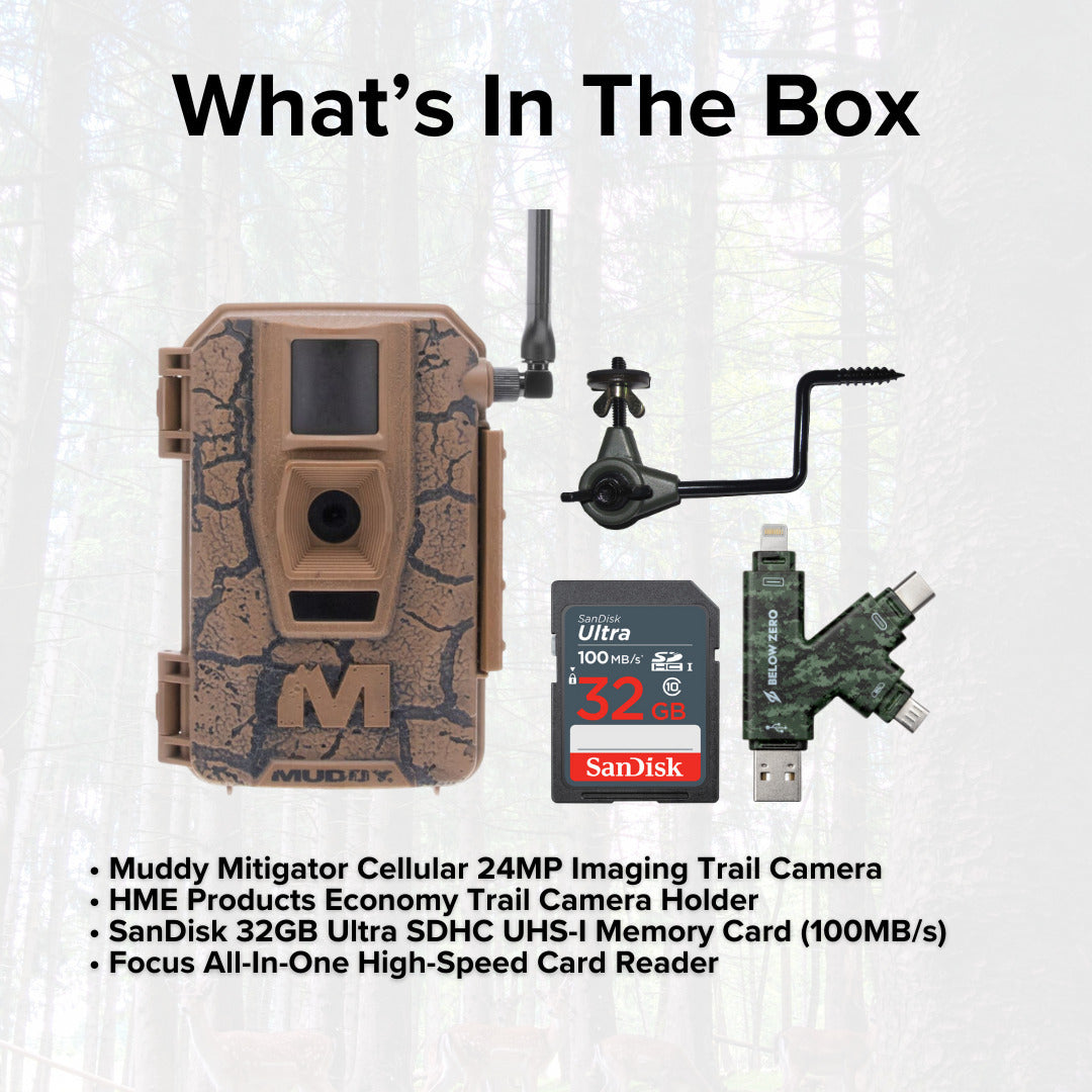 Muddy Mitigator Cellular 24MP Imaging Trail Camera with 0.7 Second Trigger Speed Bundle