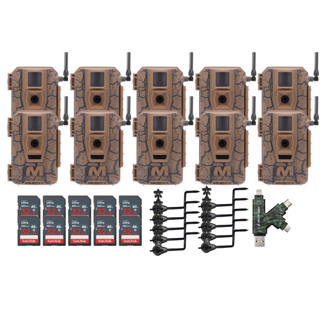 Muddy Mitigator Cellular 24MP Imaging Trail Camera with 0.7 Second Trigger Speed	(10-Pack) Bundle