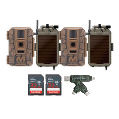 Muddy Mitigator Cellular 24MP Imaging Trail Camera (2-Pack) with 4x Lithium-Ion Solar Battery Bundle