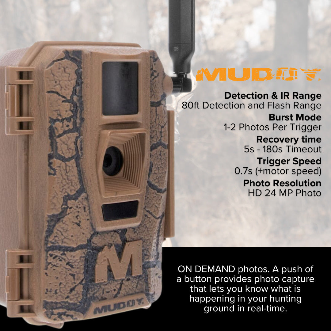 Muddy Mitigator Cellular 24MP Imaging Trail Camera (2-Pack) with 4x Lithium-Ion Solar Battery Bundle