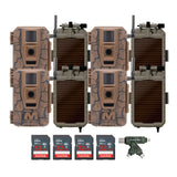 Muddy Mitigator Cellular 24MP Imaging Trail Camera (4-Pack) with 4x Lithium-Ion Solar Battery Bundle