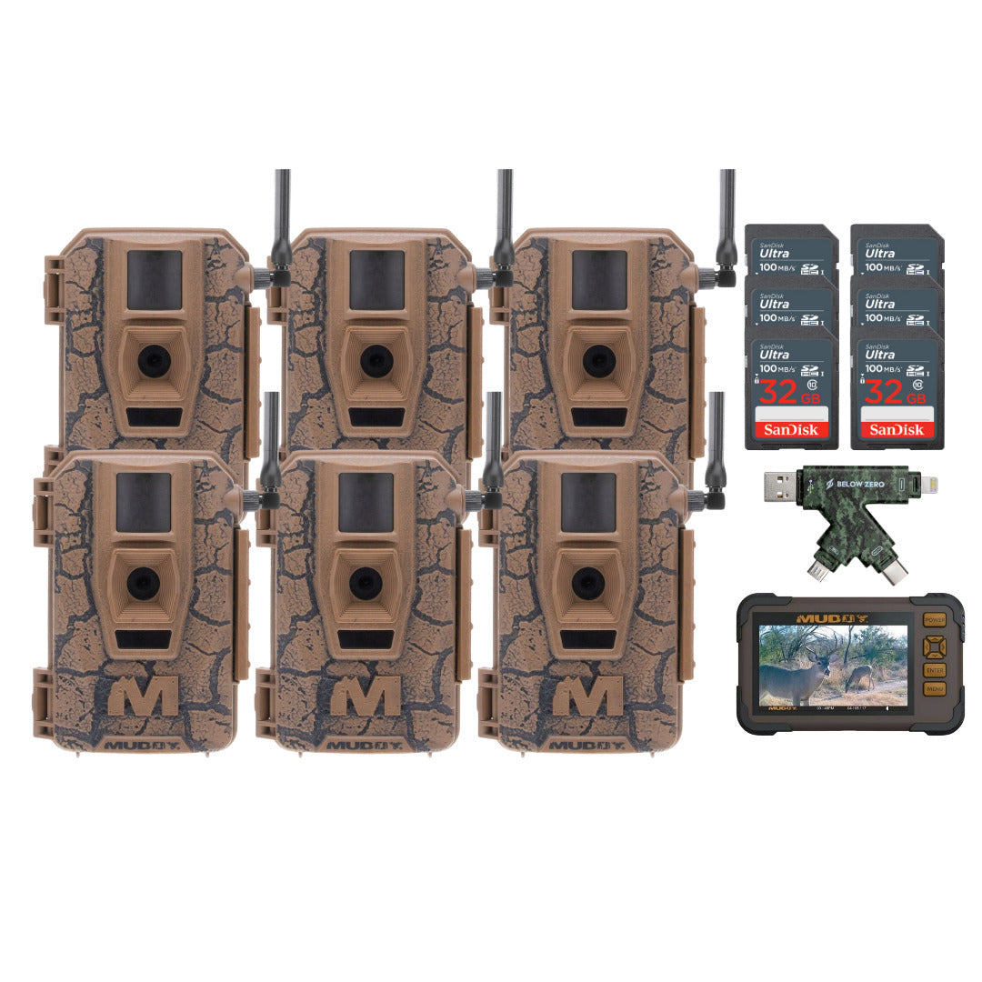 Muddy Mitigator Cellular 24MP Imaging Trail Camera with 80 Feet Detection (6-Pack) Bundle