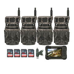 Stealth Cam Revolver 40MP Pro 360 Degree Cellular Trail Camera with SD Card Reader (4-Pack) Bundle