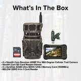 Stealth Cam Revolver 40MP Pro 360 Degree Cellular Trail Camera with SD Card Reader (4-Pack) Bundle