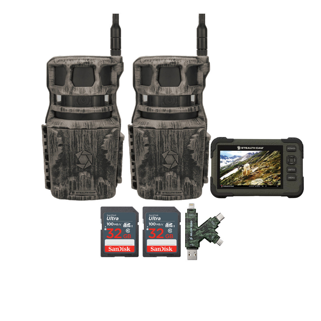 Stealth Cam Revolver 40MP Pro 360 Degree Cellular Trail Camera with SD Card Reader (2-Pack) Bundle