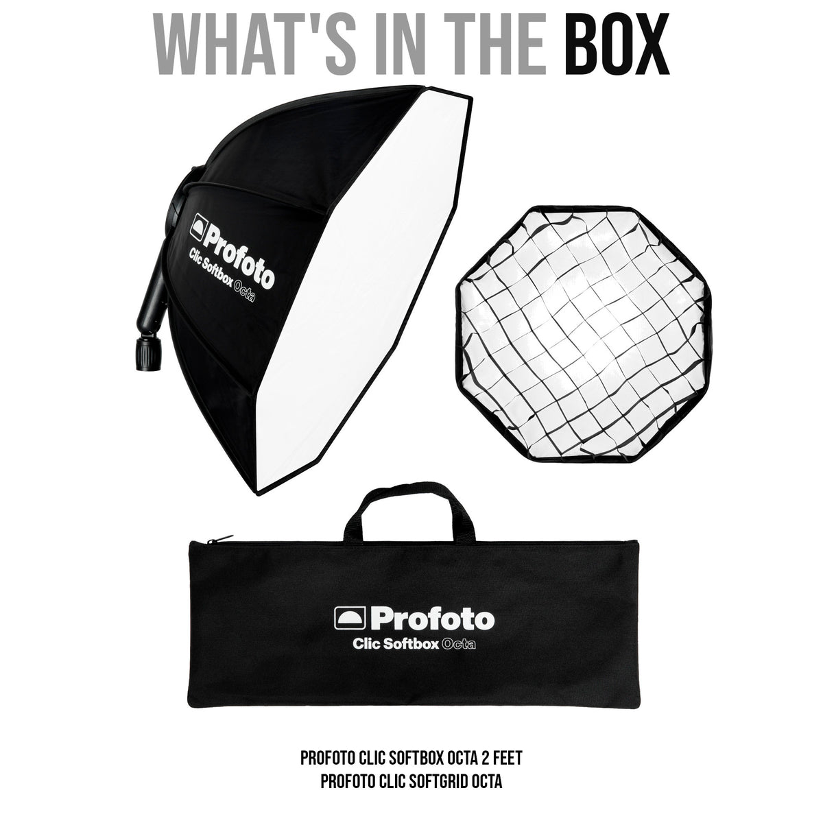 Profoto Clic Softbox Octa 2 Feet for Soft and Flattering Light with Clic Softgrid Octa Bundle