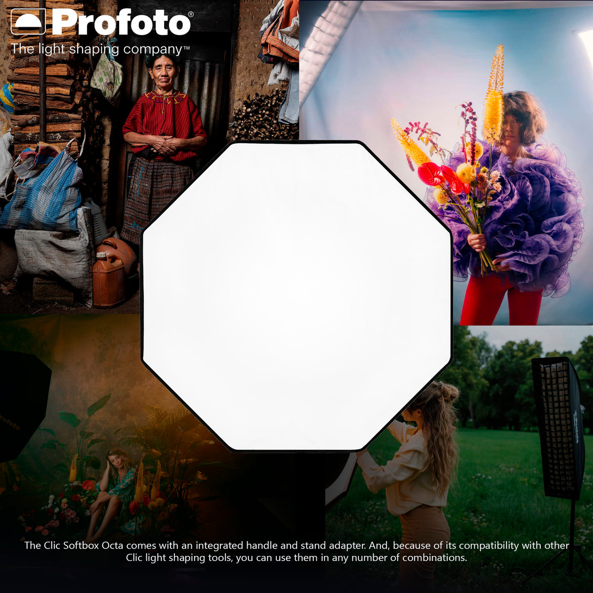 Profoto Clic Softbox Octa 2 Feet for Soft and Flattering Light with Clic Softgrid Octa Bundle