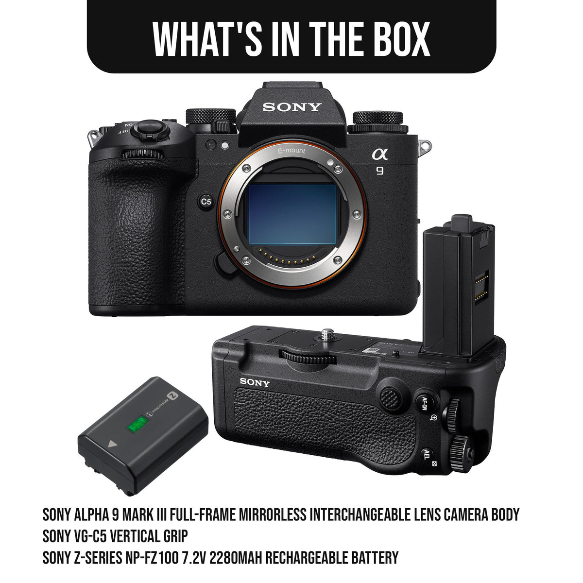 Sony Alpha 9 Mark III Full-Frame Mirrorless Interchangeable Lens Camera Body with Battery Bundle