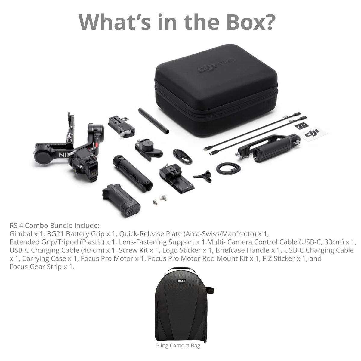 DJI RS 4 Gimbal Stabilizer Combo with Sling Camera Bag Bundle