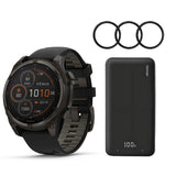 Garmin Fenix 8 Sapphire Solar 47mm Smartwatch (Black and Pebble Gray) with Portable Accessory Bundle