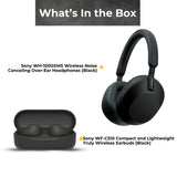 Sony WH-1000XM5 Wireless Noise Canceling Over-Ear Headphones (Black) with Sony Earbuds Bundle