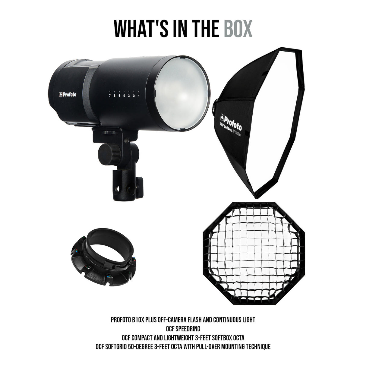 Profoto B10X Plus Off-Camera Flash and Continuous Light with 3-Feet Softbox Octa Bundle