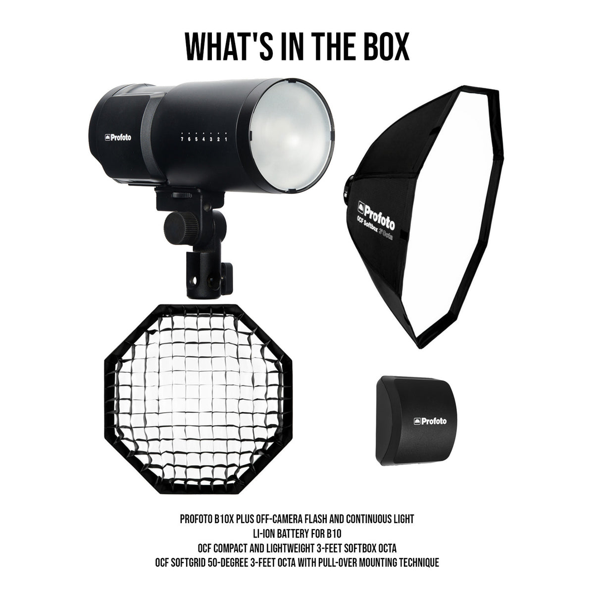 Profoto B10X Plus Off-Camera Flash and Continuous Light with Li-Ion Battery for B10 Bundle